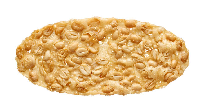 Indonesian keripik tempe with ultra thin oval on White Background