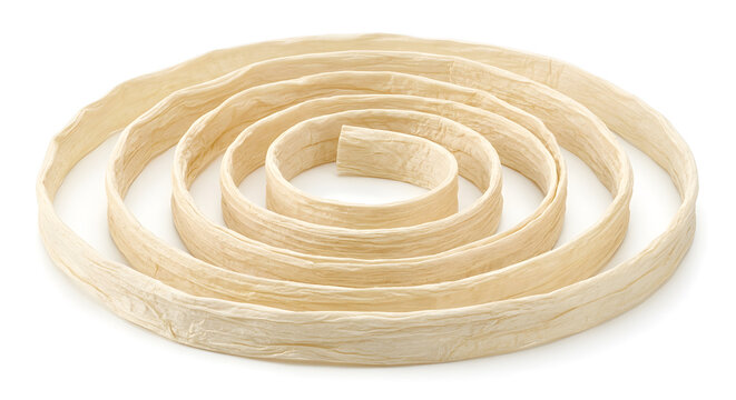 Japanese kanpyo with one long ribbon like dried on White Background