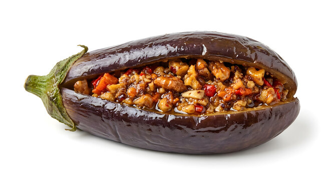 Lebanese makdous with one small preserved baby on White Background