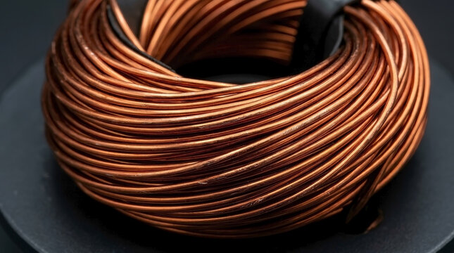 Tightly wound metallic copper wire spiral electrical coil for industrial engineering, science education, electronic circuit design, and power transmission technology