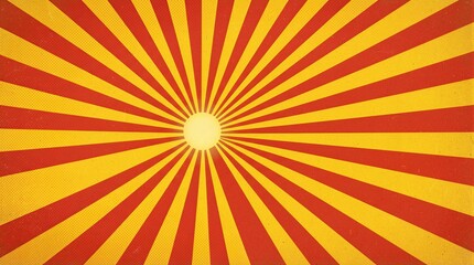 Obraz premium Sunburst rays radiating on vintage red yellow background