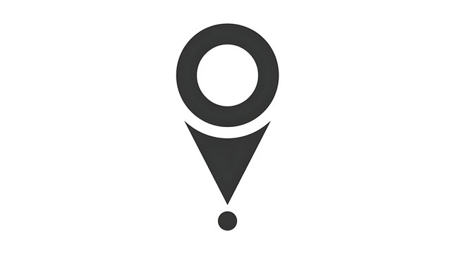 Minimalist black map pointer symbol with round cutout representing destination or navigation features