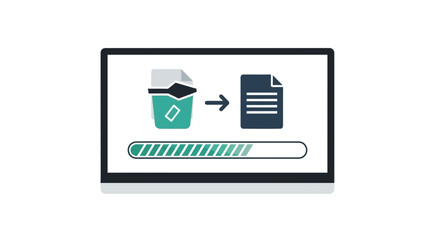 Obraz premium Data Recovery and File Restoration Concept Illustration on Computer Screen with Progress Bar