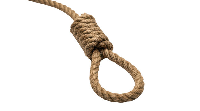 Rope knot noose brown cord forming loop often associated with danger