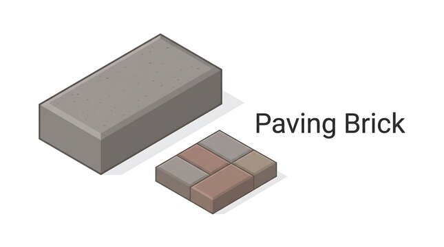 Paving brick vector graphic showcasing exterior flooring units for civil engineering and landscaping