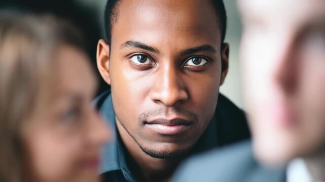 Close-up of Serious African American Man with Intense Look