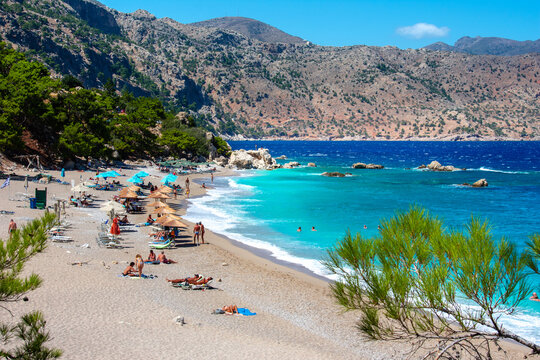 Apella Beach in Karpathos island, Greece with crystal clear turquoise water