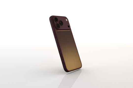 Phone 18 pro Burgundy smartphone isolated on white background back view mockup