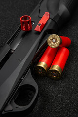 Modern semi automatic shotgun with shells © solidmaks