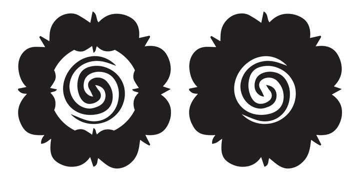 PNG Eggplant Terong Flowers Borneo Iban Dayak Traditional art icon Black and White