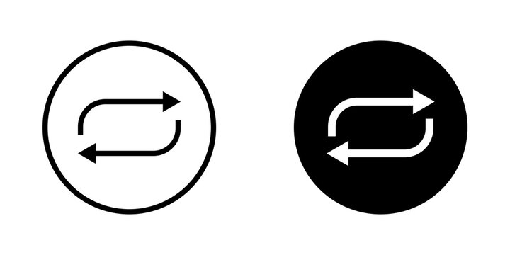 Black and white circular reload refresh icons with flat arrows showing a loop or cycle motion