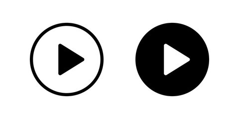 Black and white play button icons set for media player interface design © Risad