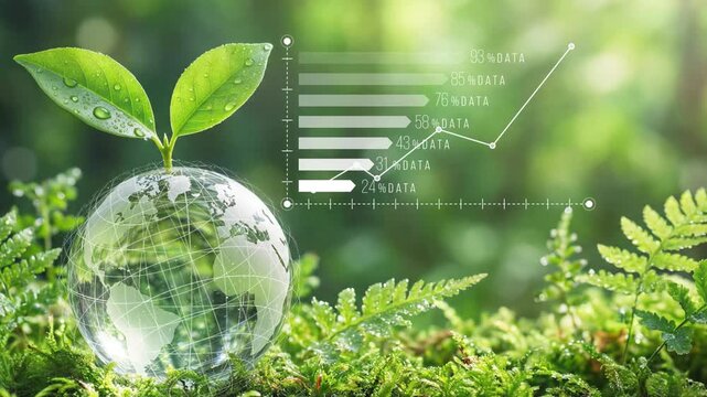 ecology concept with green grass and earth Earth illustrated in a glowing light bulb among green leaves, symbolizing eco-friendly innovation, renewable energy, and sustainability. Perfect for environm
