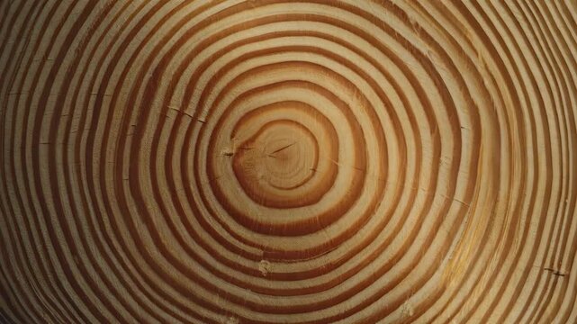 Macro close-up of a tree trunk cross-section showing prominent annual growth rings and a detailed wood grain texture.