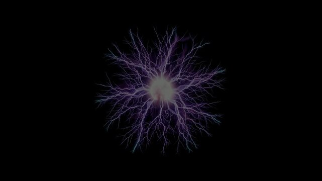 Futuristic pulsed electromagnetic arc burst with concentric shockwave discharge, fusion reactor b roll video.
