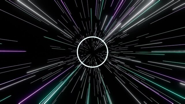 Sci fi vertical upward faster than light FTL lightspeed ascent rushing through violet cyan aurora nebula haze.