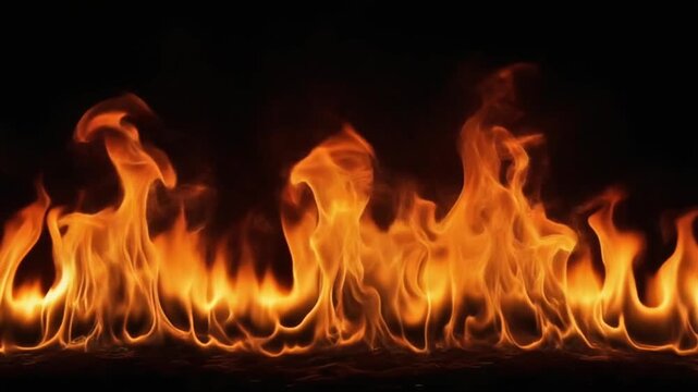 Dramatic Transparent Fire Loop With Isolated Flames Flickering And Edges Glowing Softly In Motion