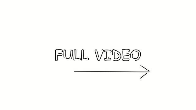 Full video, text. Contour drawing business text animation with arrow, direction. Continuous line word. Isolated message on white. Video 4k object illustration self-drawing. Minimalist continuous line 