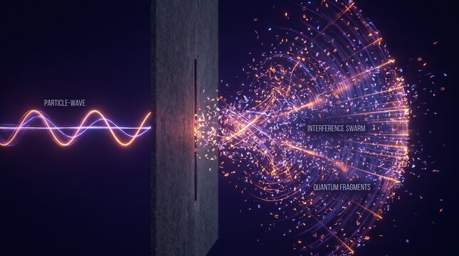 Quantum physics experiment showing particle wave duality passing