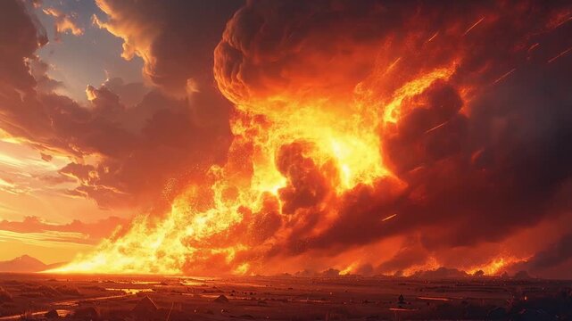 Vivid Explosion Transition Loop With Fire Sweeping Diagonally And Shockwave Blur Expanding In Motion