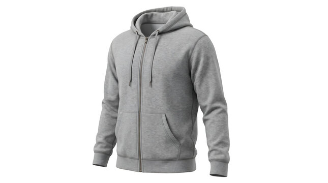 Casual grey zip up hoodie sweatshirt for men