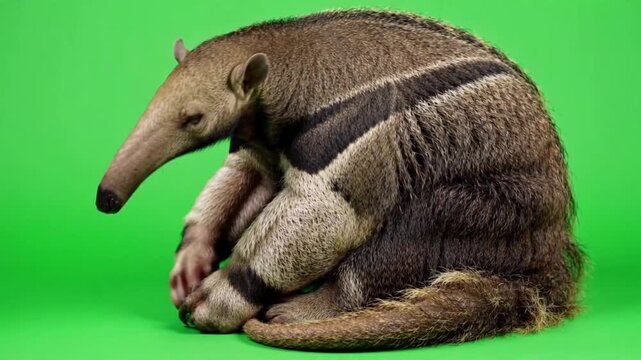 Anteater Sitting HD Green Screen Stock Video Wildlife Footage