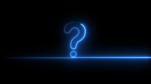 Question mark neon sign light Question icon isolated ask, glow, help icon isolated light, on a transparent background. motion graphic of a question mark concept