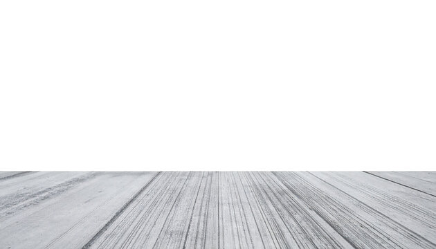 Eye-level view of a textured concrete cement floor surface positioned at the bottom frame, perfect for product photography mockups, minimalist industrial style,.