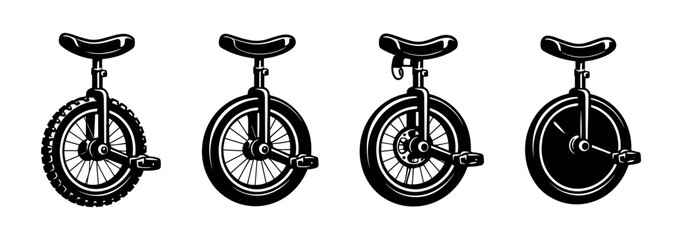 Set of Four Black and White Unicycles © Compositor 