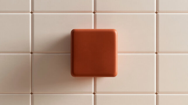 Terracotta Geometric Block Standing Out on Ceramic Tiles