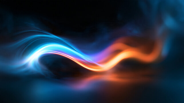 Glowing Abstract Light Wave with Orange and Blue Colors