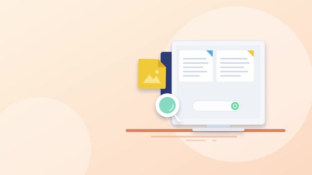 Digital security animation featuring computer monitor padlock icon password input and magnifying glass motion graphic video clip