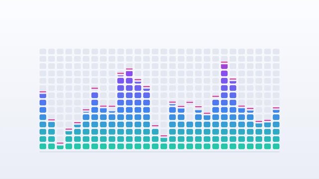 Colorful digital audio equalizer motion graphic displaying rhythm waves with moving bars for music video production