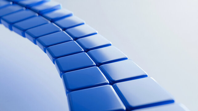 A curved arch of glossy blue tiles glows under soft studio lighting. Perfect for technology and architecture design concepts.
