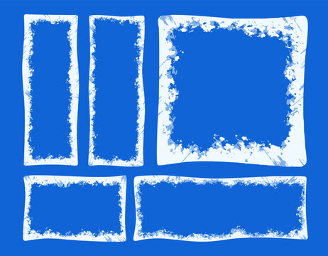 Frozen Windows Ice Frames Grunge Border Set