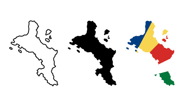 Mah&eacute; island silhouette map with Seychelles flag