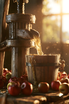 Preparation du jus d'orange avec une pompe &agrave; fruits ancienne