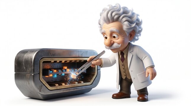 3D Scientist Mascot Unclogging HDMI Port Bottleneck Technical