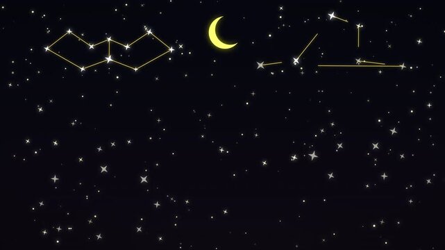 Halloween Constellations Background with Golden Stars