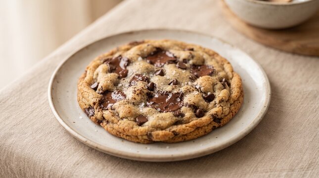 Giant Chocolate Chip Cookie with Melted Chunks and Sea Salt, Premium Bakery Dessert