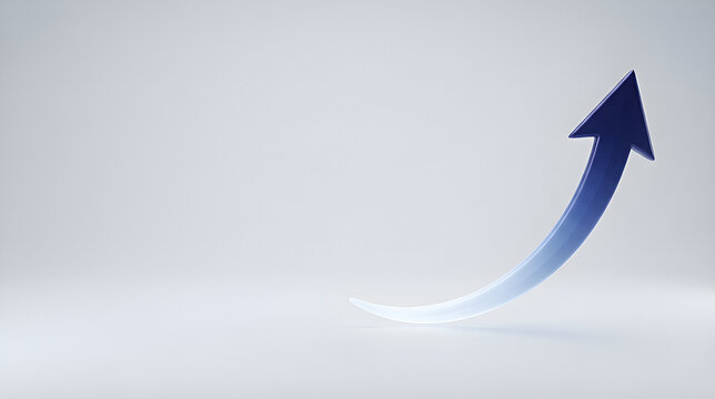 Blue arrow pointing upward on white background