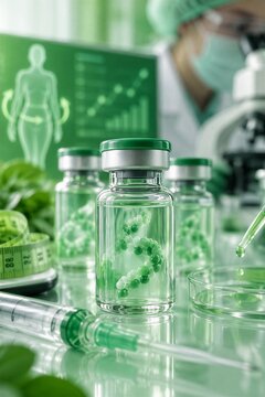 GLP-1 medication vials for anti-obesity peptide therapy, symbolizing scientific innovation in metabolic health and wellness research.