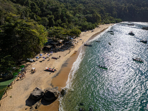 Aerial View of Praia Vermelha Near Paraty, Rio de Janeiro, Brazil