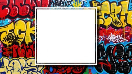 Fototapeta premium Modern mockup Vibrant graffiti wall featuring bold urban street art designs