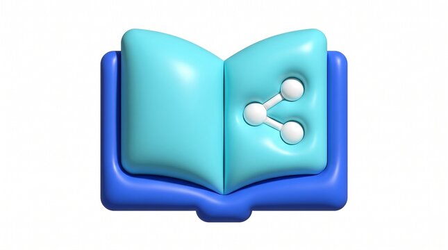 3d open book icon with a share symbol for digital education and social media content sharing concept illustration