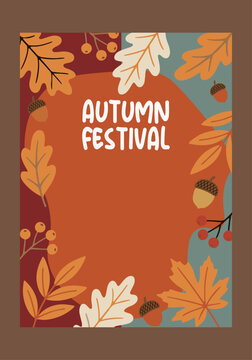 Autumn festival invitation flayer illustration