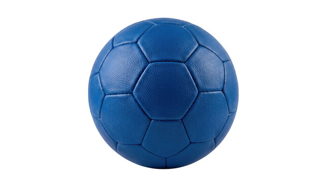 A single blue oval shaped ball with a textured pattern resembling a turtle shell or geometric panels presented as an isolated on transparent background