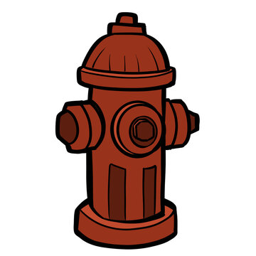 Cute cartoon fire hydrant red traditional fire plug street valve urban infrastructure illustration isolated on transparent background