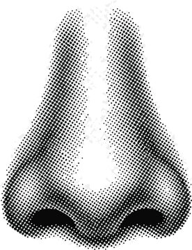 Minimalist Retro Pop Art Open Human Nose Halftone Vector Illustration
