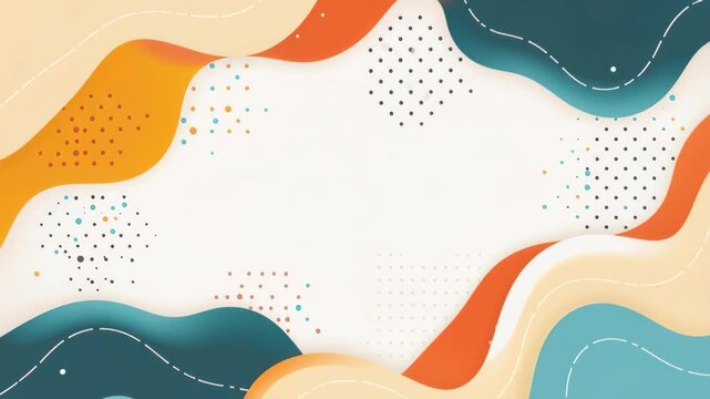 Abstract Waves of Color: A modern abstract design featuring flowing waves of warm orange, cream, and teal, accented with playful dotted patterns and subtle textures.